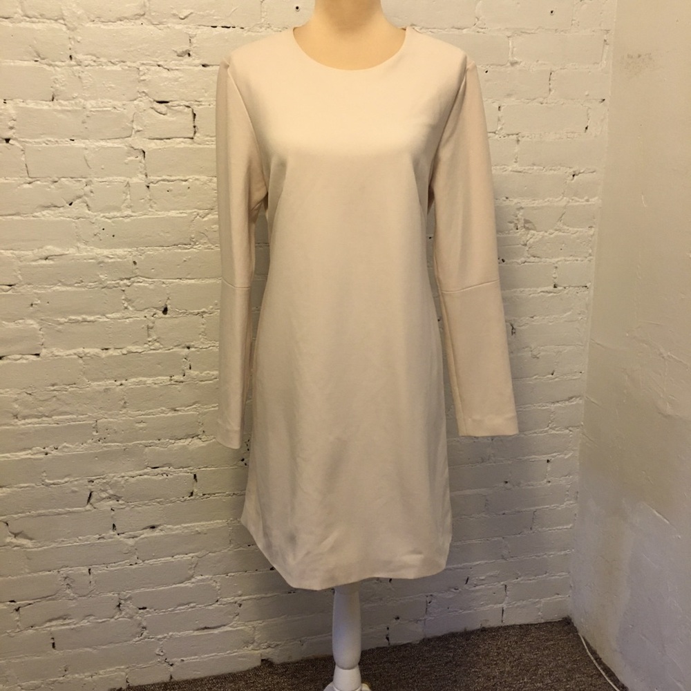 Tibi ponte knit cut out dress in bone size 10 open back neutral cocktails
